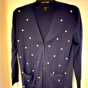 J. Crew Navy with Tan Polka Dot Women's Sweater